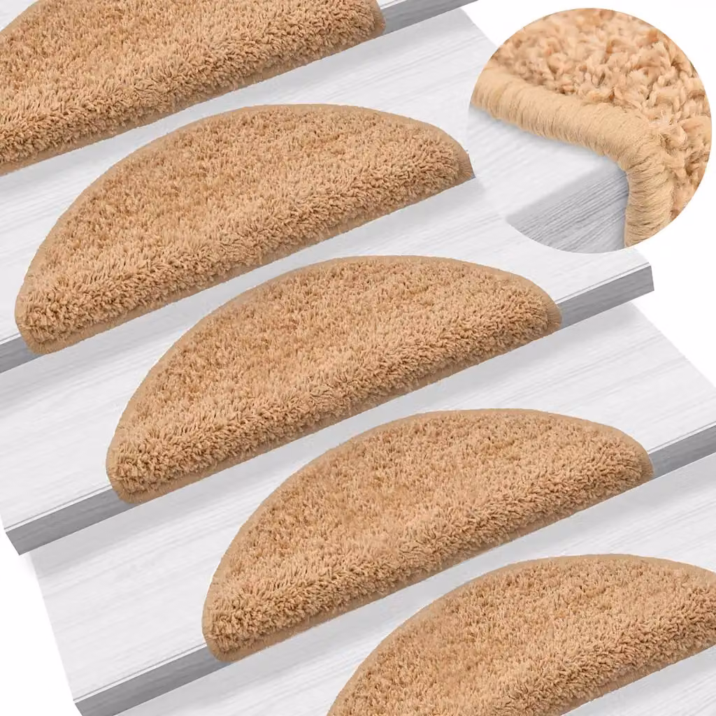 Set di 10 tappetini per scale semicircolari vidaXL in polipropilene, colore beige, L: 56 cm, P: 17 cm, H: 3 cm