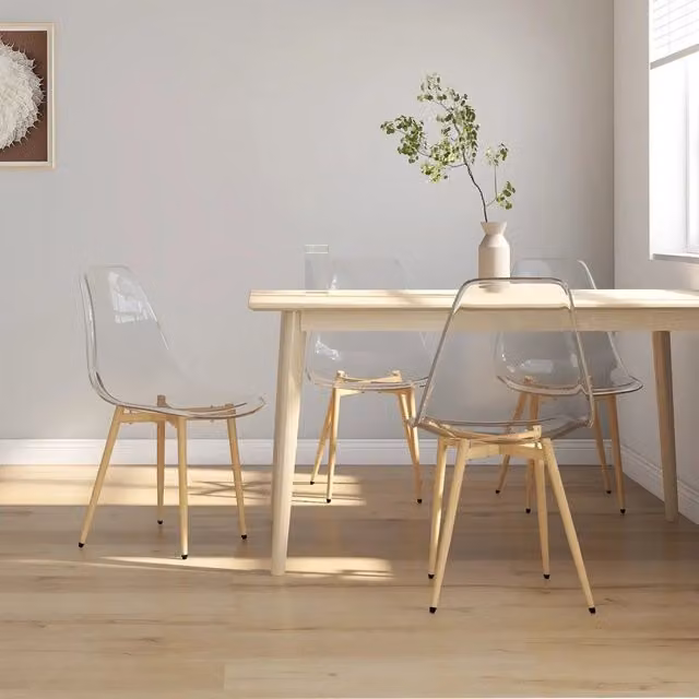Set di 4 sedie da pranzo moderne vidaXL in plastica trasparente e metallo per cucina e sala da pranzo – 1