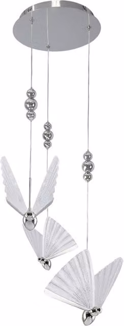 Lampadario sospeso rotondo Mariposa Light Prestige cromo con LED CCT 24W, Diametro: 30 cm, Lunghezza: 120 cm