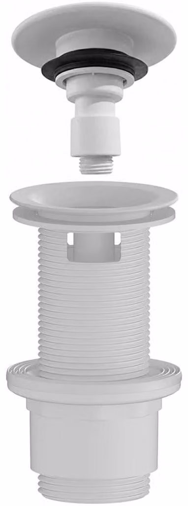 CERANO - Sifone per lavabo - 5/4" click-clack con troppopieno - non chiudibile - plastica - 67/82 mm - bianco opaco