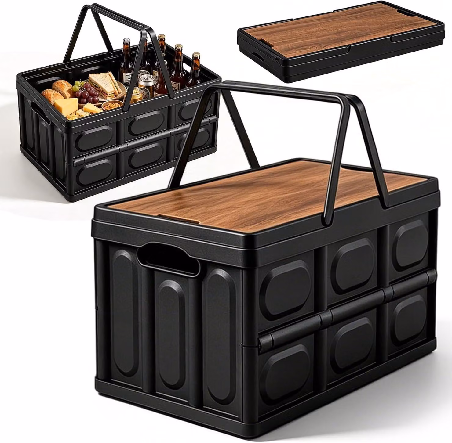 Contenitore pieghevole da 30 litri, colore neutro, dimensioni 43 x 30 x 24 cm, ideale per il campeggio