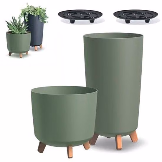 Vasi per piante di grandi e medie dimensioni - Set da 2 - Design minimalista - Vasi con piedistallo