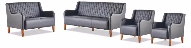Sofa-Set Leder Modern 3-Sitzer 2-Sitzer Schwarz Sessel Ledesofas Couch