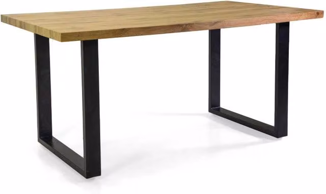 Tavolo Metallo Canberra Nero Con Top Legno Naturale Cm 160x90h75