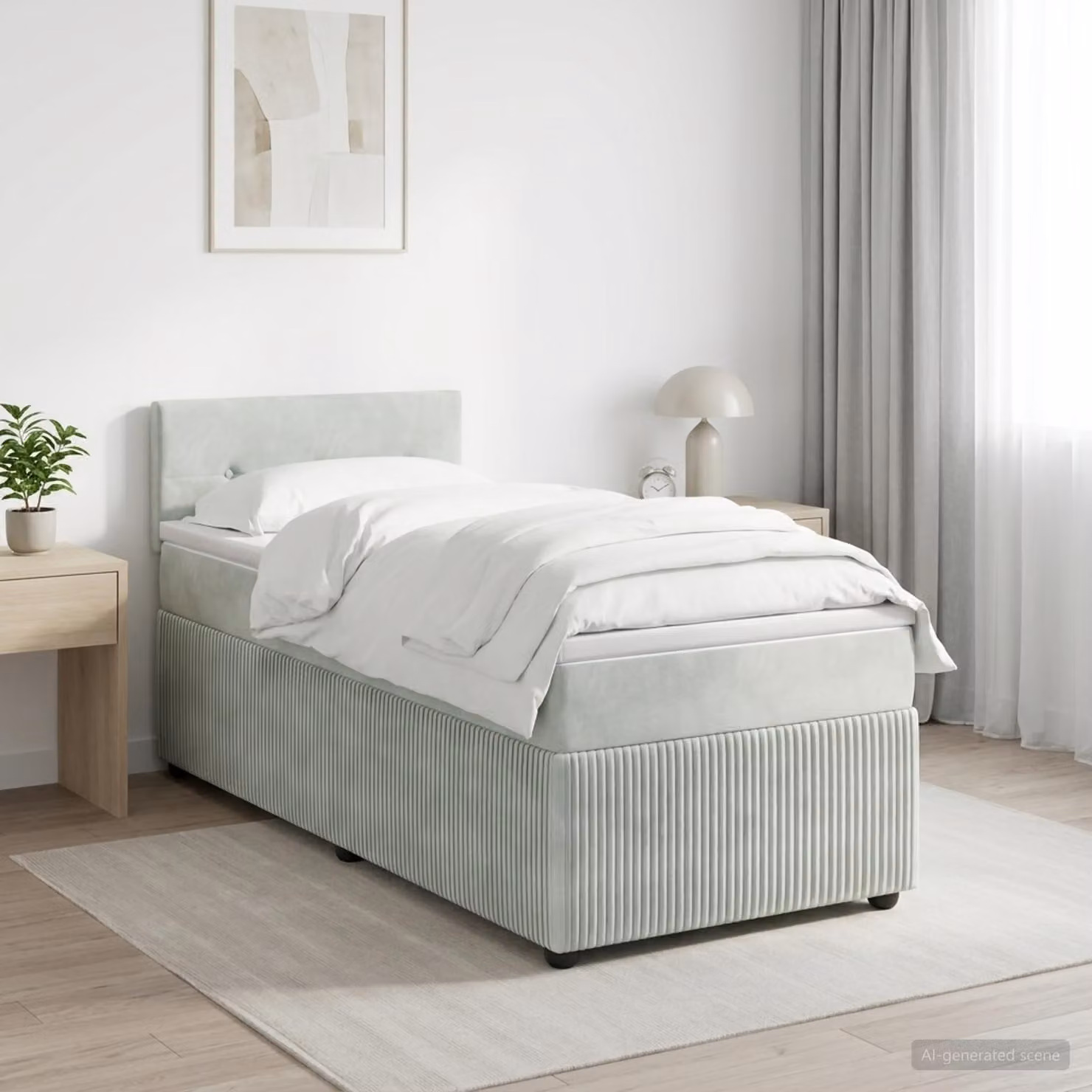 Maison Exclusive - Letto boxspring con materasso Grigio chiaro 90 x 200 cm Velluto