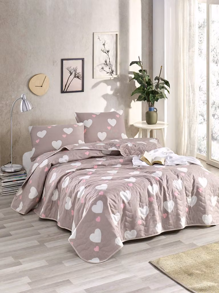 L'Essentiel Linge de Maison, Begonvilla- EPJ7536, Polvere, Rosa, Copriletti, 65% cotone / 35% poliestere