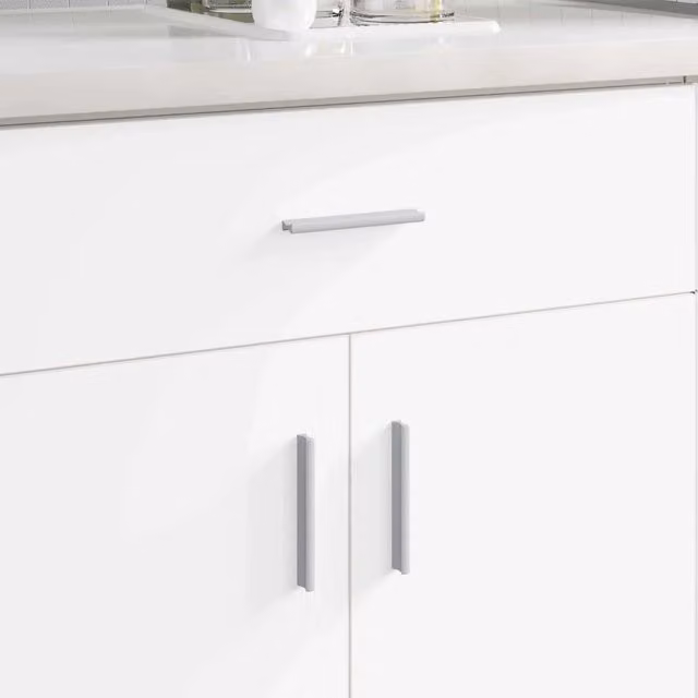 Maniglia a barra vidaXL in alluminio color argento opaco, L: 10,57 cm, P: 7,4 cm, H: 1,55 cm