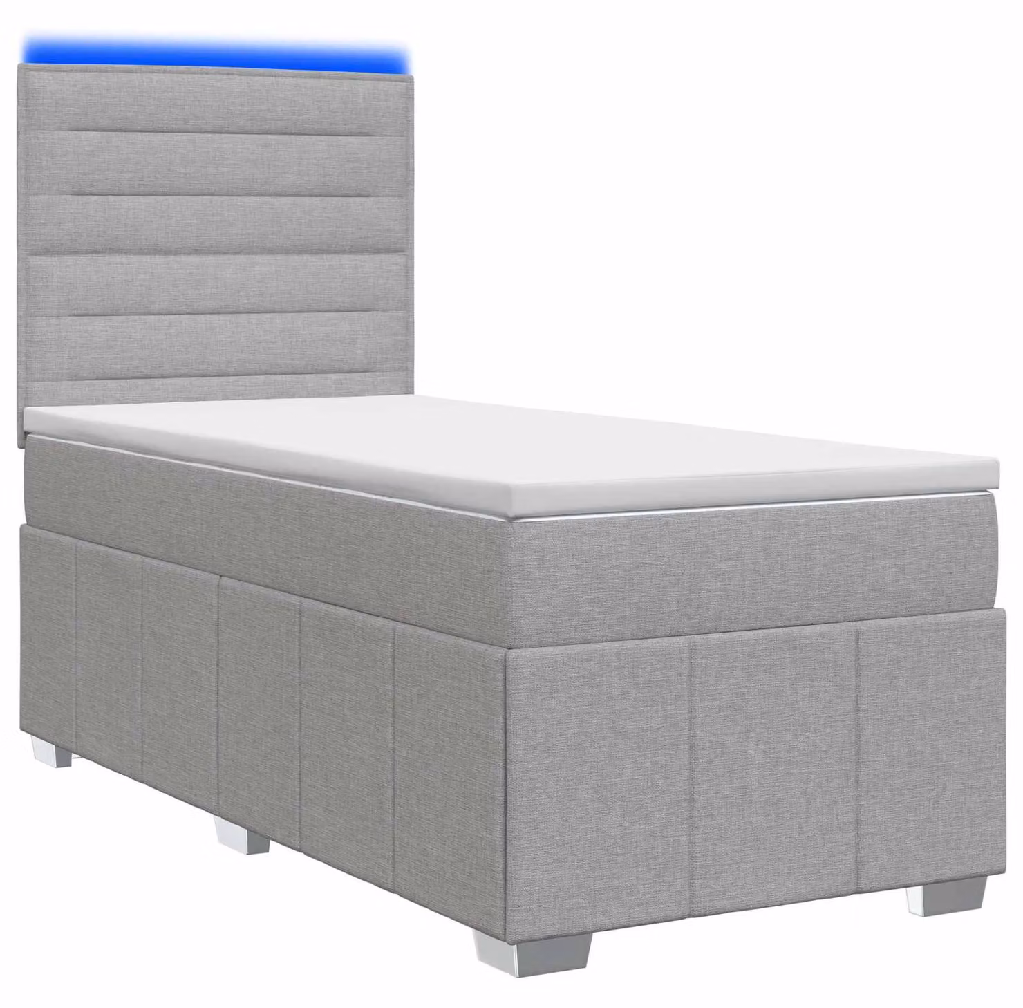Letto boxspring LED con materasso Grigio chiaro 90 x 200 cm Tessuto