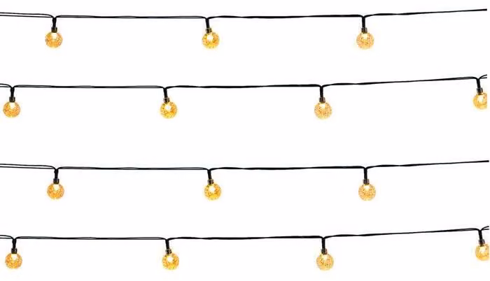 Ghirlanda luminosa a energia solare, LUMISKY FESTY WHITE, 20 LED a forma di globo, bianco caldo, 5,8 m, per interni ed esterni, IP44