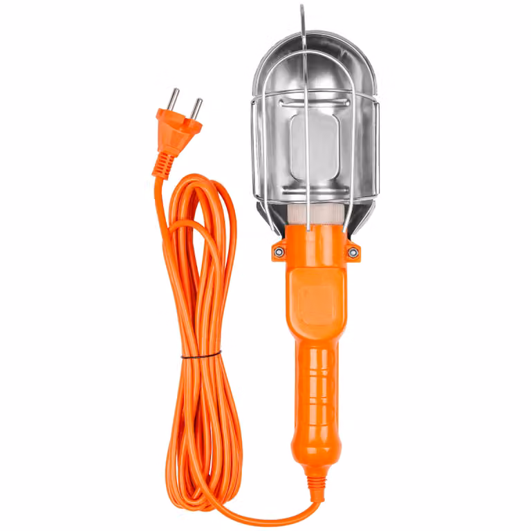 Lampada a LED MasterLED per officina, con griglia di protezione, 1 attacco E27, cavo da 5 metri, 230 V, grado di protezione IP20, colore arancione, 40 W
