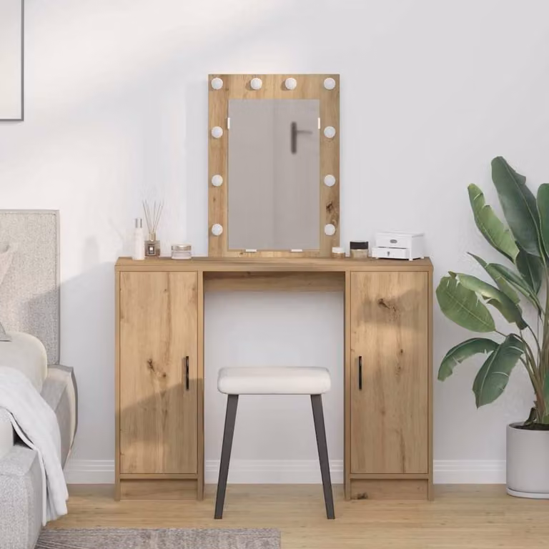 vidaXL Tavolo da Trucco Moderno in Legno Marrone L: 102 cm, P: 33 cm, H: 135 cm