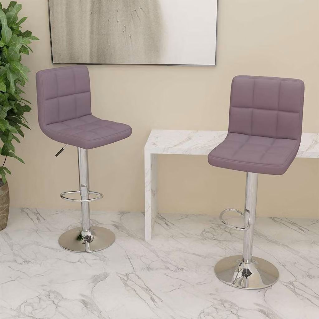Set di 2 sgabelli da bar vidaXL in tessuto grigio con seduta girevole a 360 gradi – 1