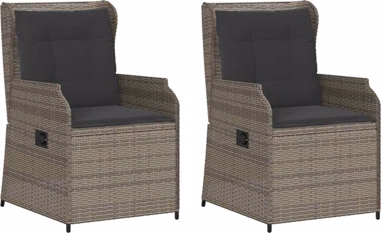 Panchina da giardino 2 pcs Grigio polyrattan