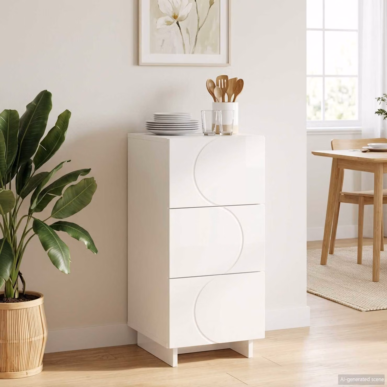 Credenza vidaXL Bianco Lucido in Legno Ingegnerizzato L: 33,5 cm, P: 34,5 cm, H: 75 cm