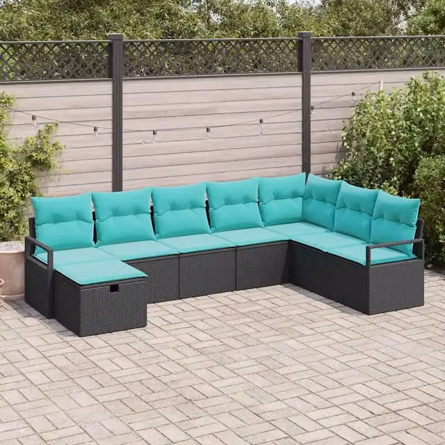 Set di divani 8 pz Nero polyrattan 3359235