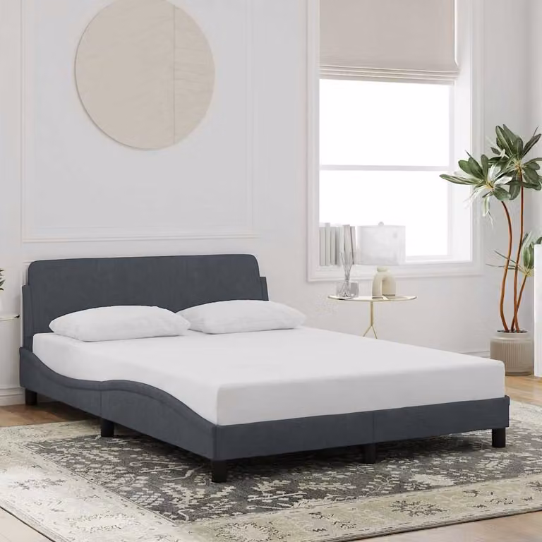 vidaXL Giroletto Dover in Velluto Grigio con Struttura in Legno e Metallo L: 142 cm, P: 208 cm