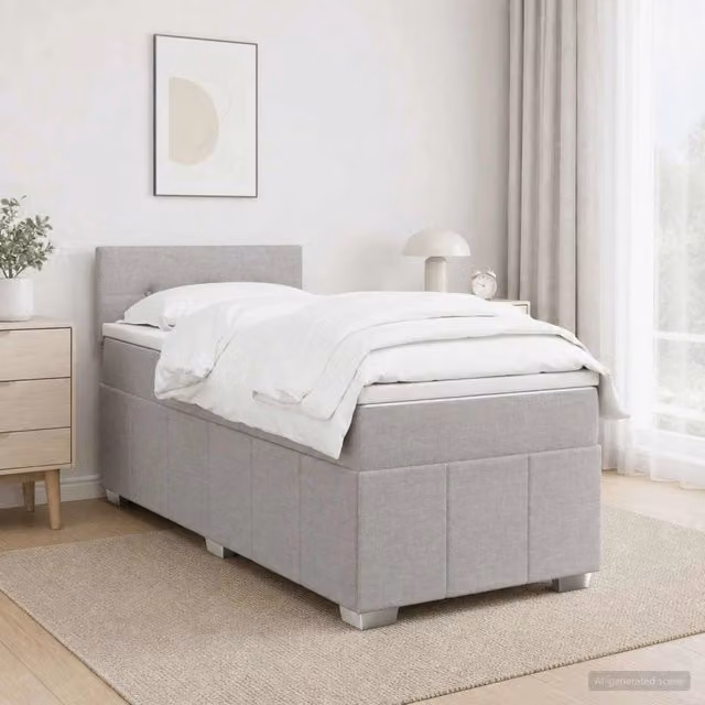 Letto box spring ibrido vidaXL con materasso a molle insacchettate e base contenitore, colore grigio, L/P/H: 200 x 90 x 100,5 cm