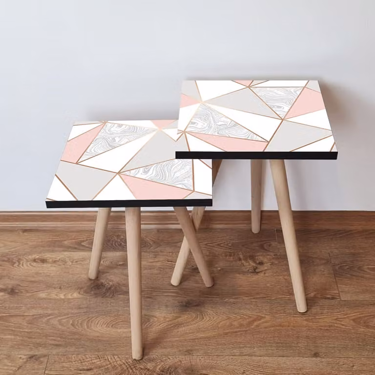 Skye Decor, 2Shp318 - Rosa, tavolino (2 pezzi), rosa, 100% MDF, 35 x 35 x 47 cm