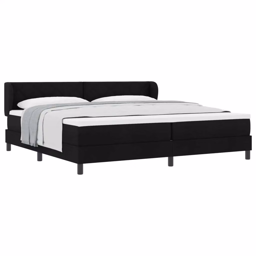 Letto a molle moderno vidaXL con testiera in tessuto nero L/P/H: 200 x 200 x 280 cm – 2