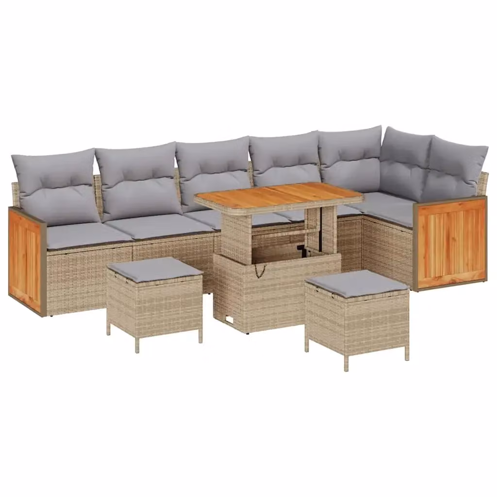 vidaXL Set Divano da Giardino Moderno a L da 11 Pezzi con Cuscini Beige e Grigio – 2