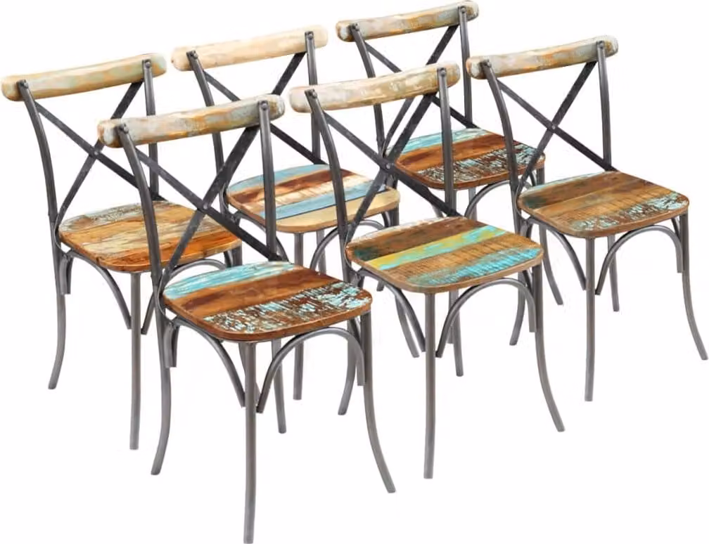 The Living Store Sedie da pranzo 6 pz. Legno massiccio di recupero