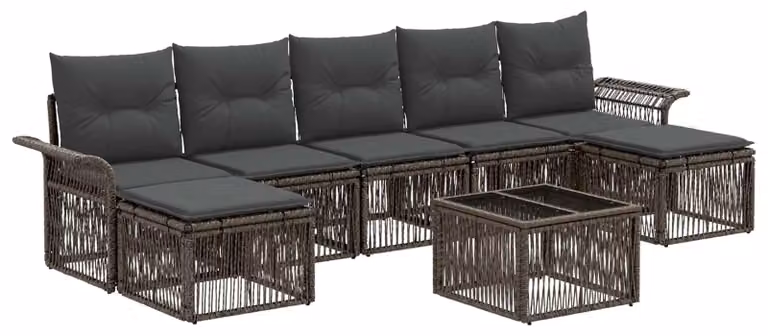 Set Divano da Giardino 8 pcs Grigio polyrattan