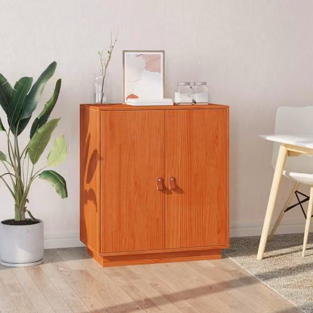 Credenza moderna vidaXL in legno di pino massiccio color marrone cera L: 65,5 cm, P: 40 cm, H: 75 cm