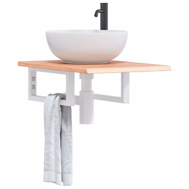 vidaXL Ripiano a Parete per Lavabo Moderno in Rovere e Metallo, Bianco e Marrone