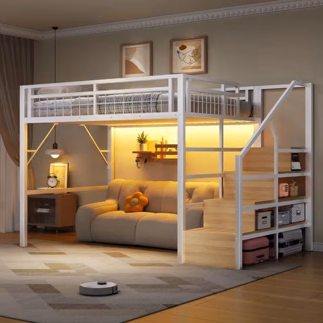 letto a castello metallo bianco 145.5 x 252 cm