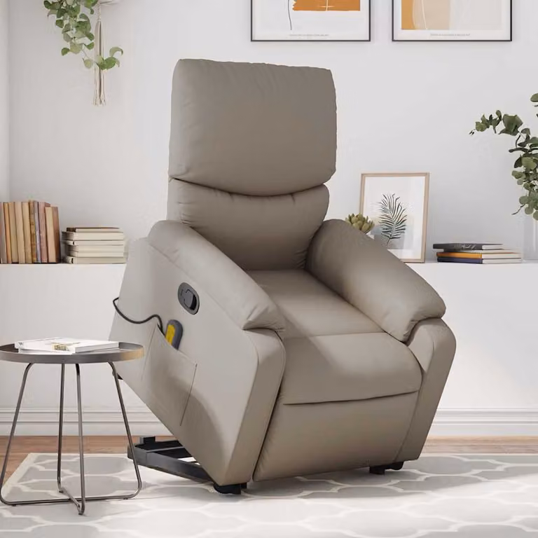 vidaXL Poltrona Alzapersone Reclinabile con Massaggio in Similpelle Beige o Marrone