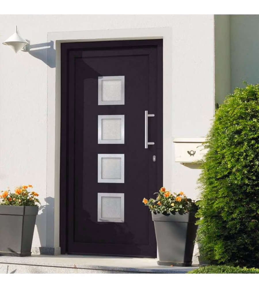 Porta di Ingresso Moderna vidaXL con Inserti in Vetro, Antracite e Bianco, L: 98 cm, H: 200 cm – 1