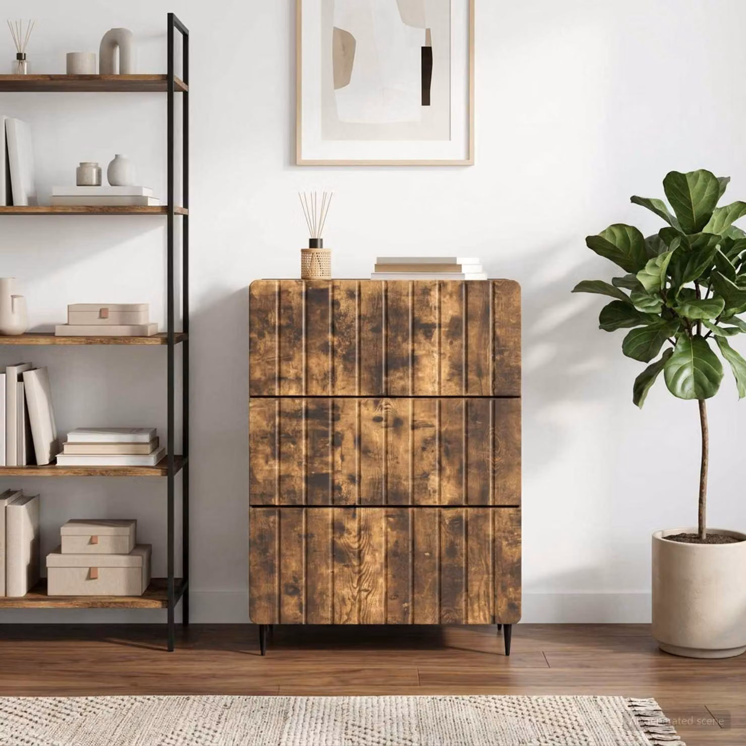 Carrello mobile con cassetti vidaXL in legno e metallo marrone, L 66 cm x P 34,5 cm x H 92 cm