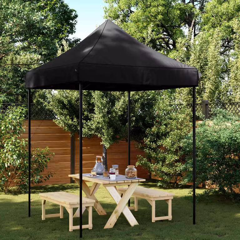 Tenda Party vidaXL in tessuto Oxford e acciaio, colore nero, L/P/H: 200 x 200 x 306 cm