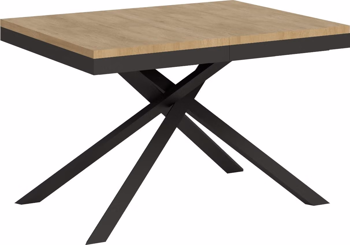 ITYHOME - Tavolo allungabile 120/380x90 cm Karida Evolution quercia natura telaio e gambe antracite