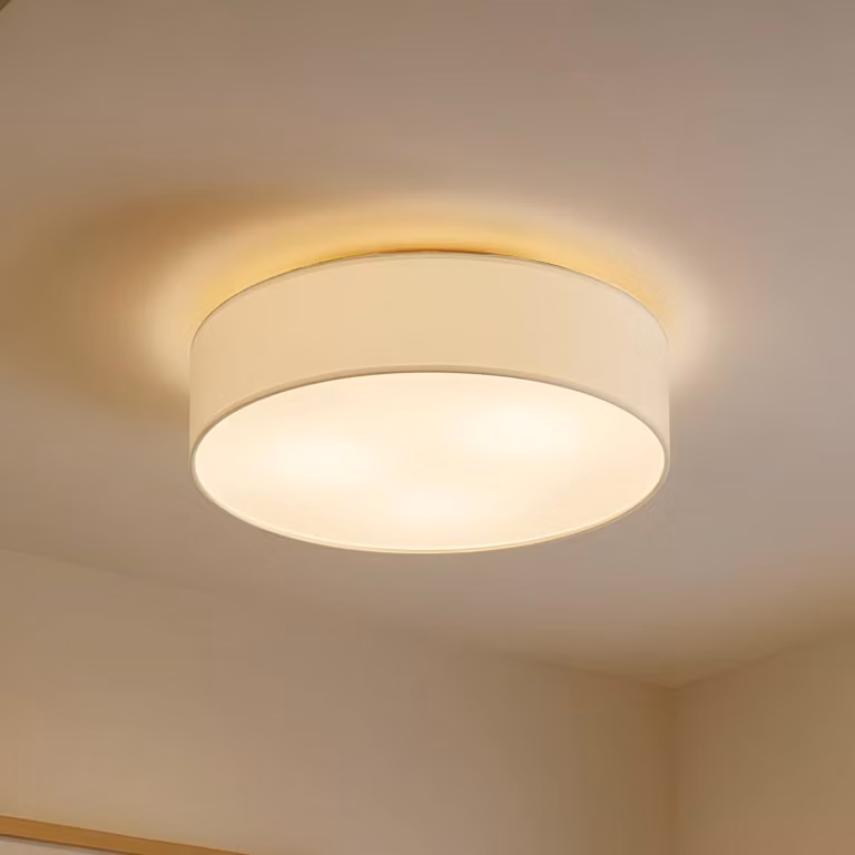 Plafoniera soffitto Sebatin Lindby, dimmerabile, Crema / Ambra, Camera da letto, Tessuto / Stoffa / Seta, Moderno, Plafoniera