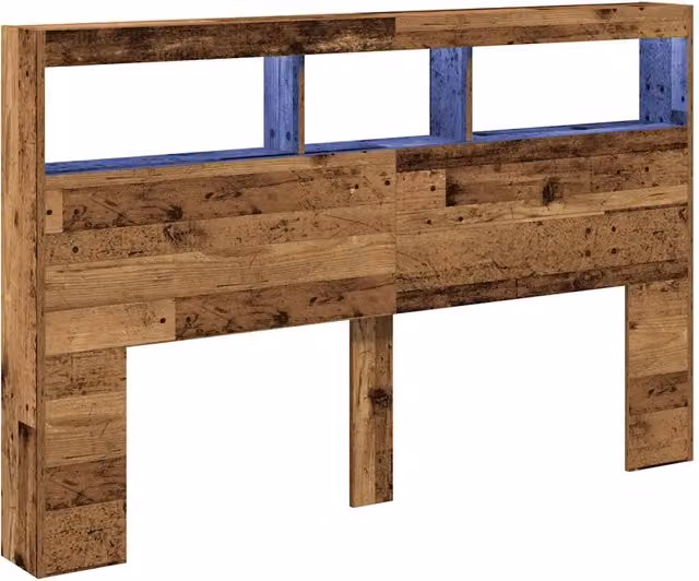 Armadio testata letto vintage con LED 160 x 17 x 102 cm pratico spazio portaoggetti design moderno in legno multistrato legno vecchio 02_0051947