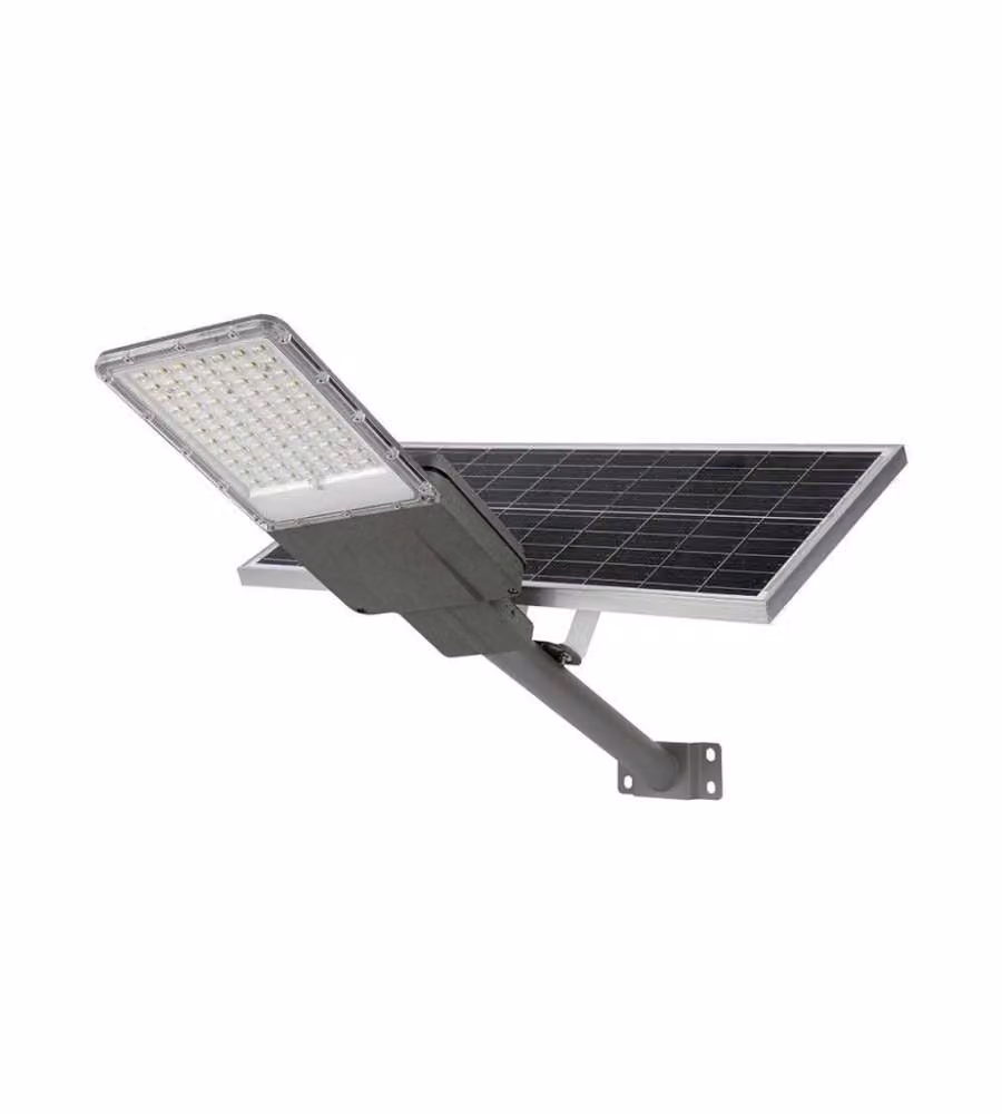V-TAC Proiettore LED Solare da Esterno con Pannello da 40W e Telecomando, Luce Bianca Fredda 6500K, Grado di Protezione IP65, Colore Grigio