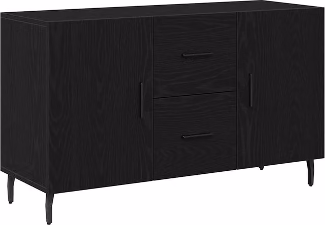 Credenza moderna in legno e metallo color rovere e nero per soggiorno o sala da pranzo L/P/H: 100 x 36 x 60 cm – 1
