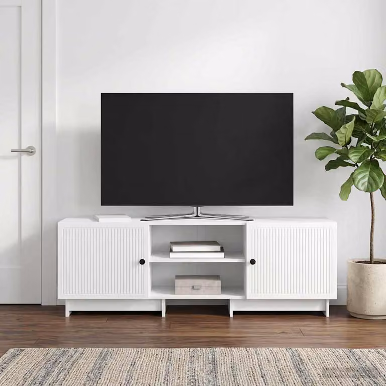Mobile TV vidaXL Bianco in Legno MDF con scomparti multimediali L 150 cm x P 31 cm x H 50 cm