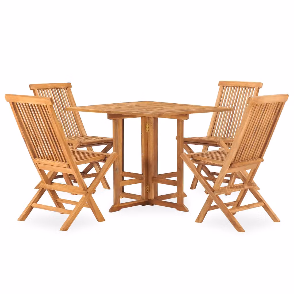 vidaXL set da pranzo da giardino 5 pezzi pieghevole in legno massiccio teak