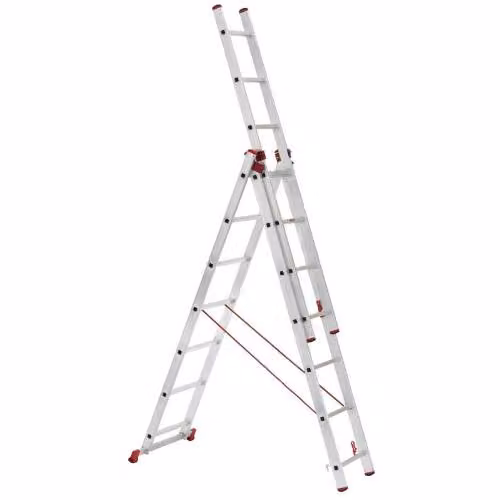 Scala in alluminio, 3 x 11 pioli, 3,15 - 7,11 m universale, ALVE ENPRO 6611