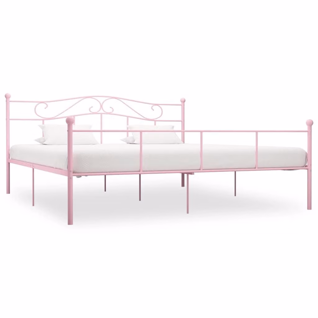 The Living Store Rete da letto in metallo rosa 180x200 cm