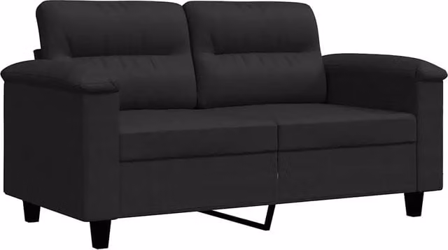 Divano | Divano da soggiorno | Sofa a 2 Posti Nero 120 cm in Tessuto Microfibra