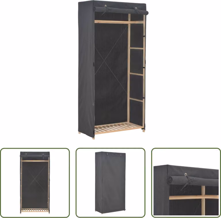 The Living Store Armadio Grigio 79 x 40 x 170 cm Tessuto