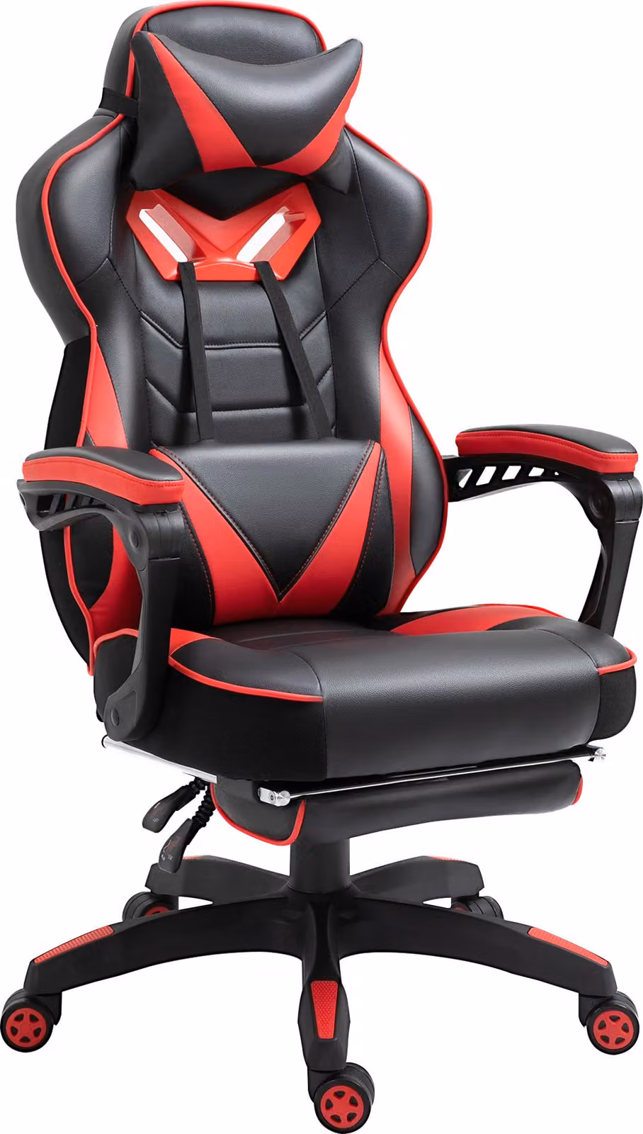 Sedia da gaming Moonbite con funzione di massaggio, poltrona direzionale reclinabile fino a 170°, con poggiapiedi retrattile, girevole a 360°, sedia da ufficio, imbottitura in schiuma, colore nero