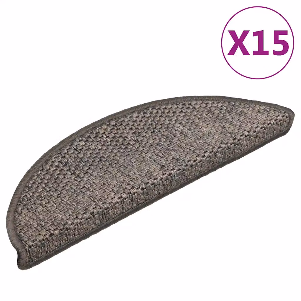 vidaXL Tappeti Adesivi Scale Aspetto Sisal 15pz 56x17x3cm Grigio&Beige