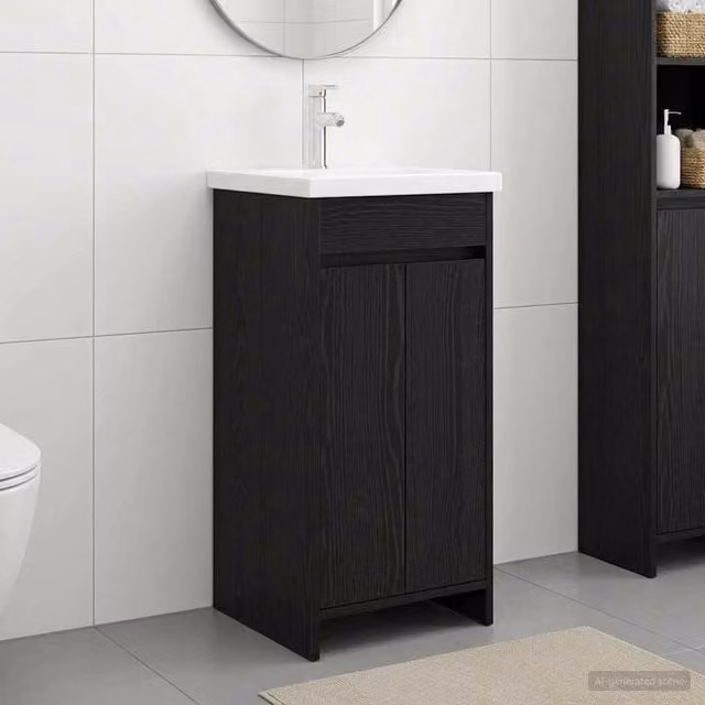 Mobile da bagno moderno vidaXL con lavabo nero opaco L/P/H: 42 x 40 x 84,5 cm