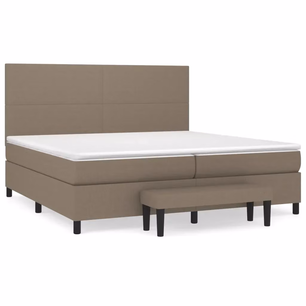 Letto Ibrido con Giroletto a Molle e Materasso vidaXL in Tessuto Beige e Bianco L/P/H: 200 x 200 x 31 cm – 2