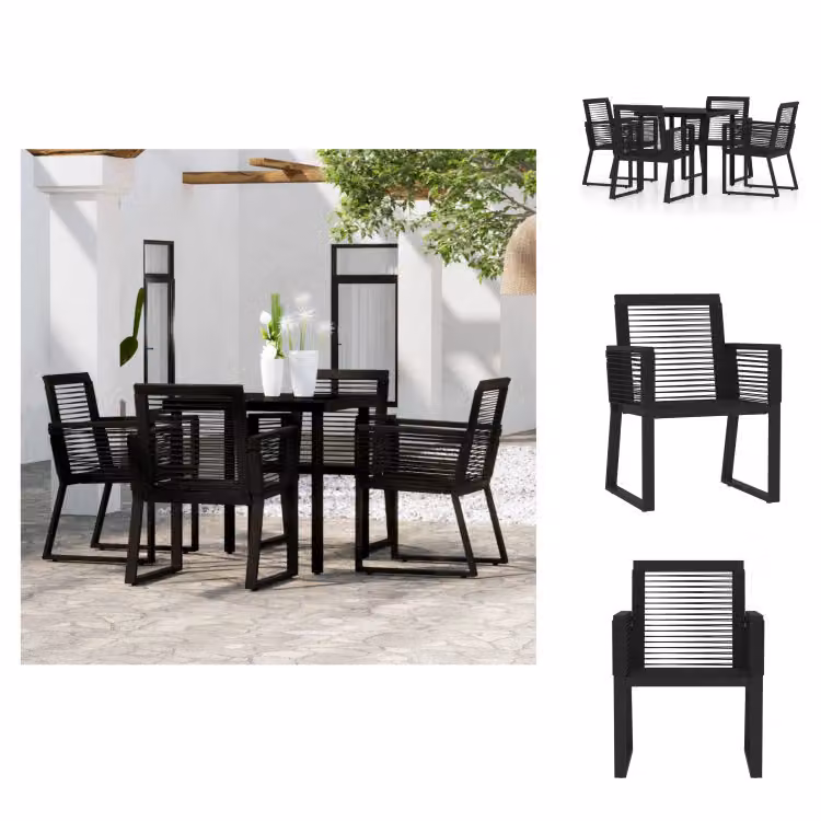 vidaXL Set da pranzo da giardino 5 pezzi nero - Set di mobili da giardino