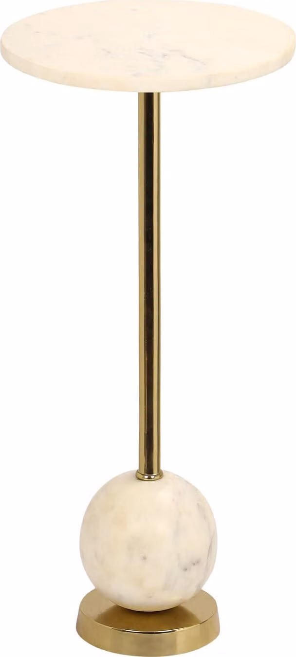 Tavolino Salo, tavolo angolare Ø25cm marmo ottone, marmo.